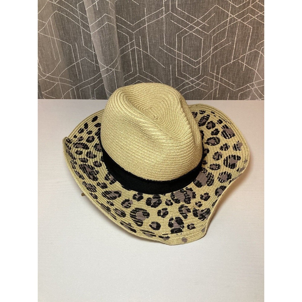 San Diego Hat Co Womens Woven Sun Hat Leopard Print Floppy Packable 204080